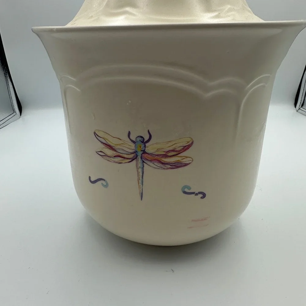 Vintage Pfaltzgraff Tea Rose‎ Dragonfly Cookie Jar Canister Cottagecore Large